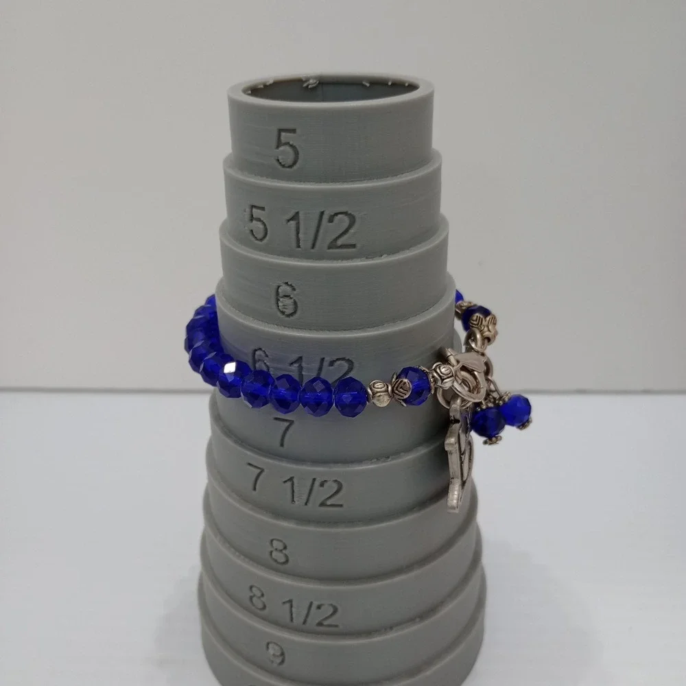 Chubby Chico's Charms Blue Beaded Charm B Bracelet‎ Silver Tone made USA
